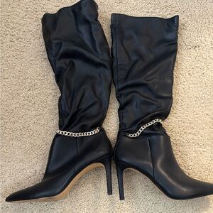 Black Faux Leather Boots